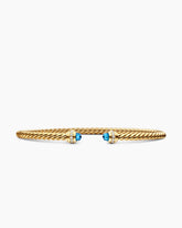 Classic Cablespira® Bracelet in 18K Yellow Gold with Hampton Blue Topaz and Diamonds, 3mm